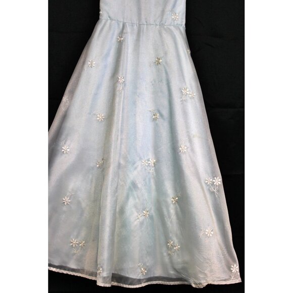 Green Dog Dress sz 8 Blue Wedding Flower Bow Shimmer Sheer Daisy Special Occasio - Picture 4 of 12